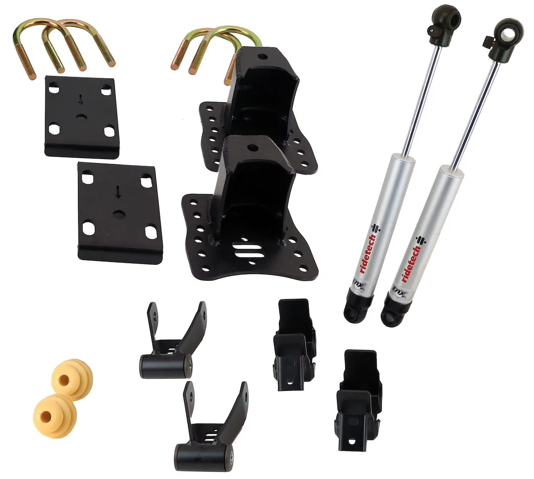 11709511 – RIDETECH Lowering Kit, 6 Inch Rear Drop With Gray Shocks With Axle Flip Brackets/ Shackles/ Delrin Bushing...